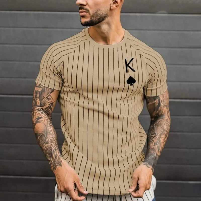 New 2024 hot 3D digital printed letter K pattern Outdoor Fitness sport men\'s short sleeve T-shirt plus size XXS-6XL