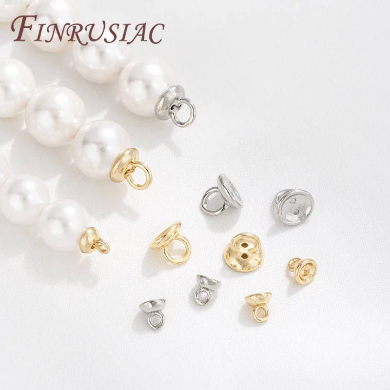 18K Gold Plated Ends Connector with Loop,Crimp Beads For Jewelry Making,Crimps Covers,Bracelets Accessories,Necklace End Loop