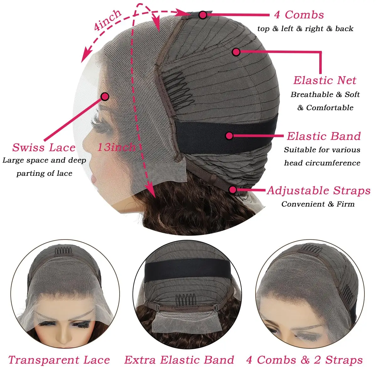 Peluca de cabello humano rizado marrón Chocolate de 40 pulgadas 200 de alta densidad suelta onda profunda 13x4 Hd peluca Frontal de encaje transparente peluca de color