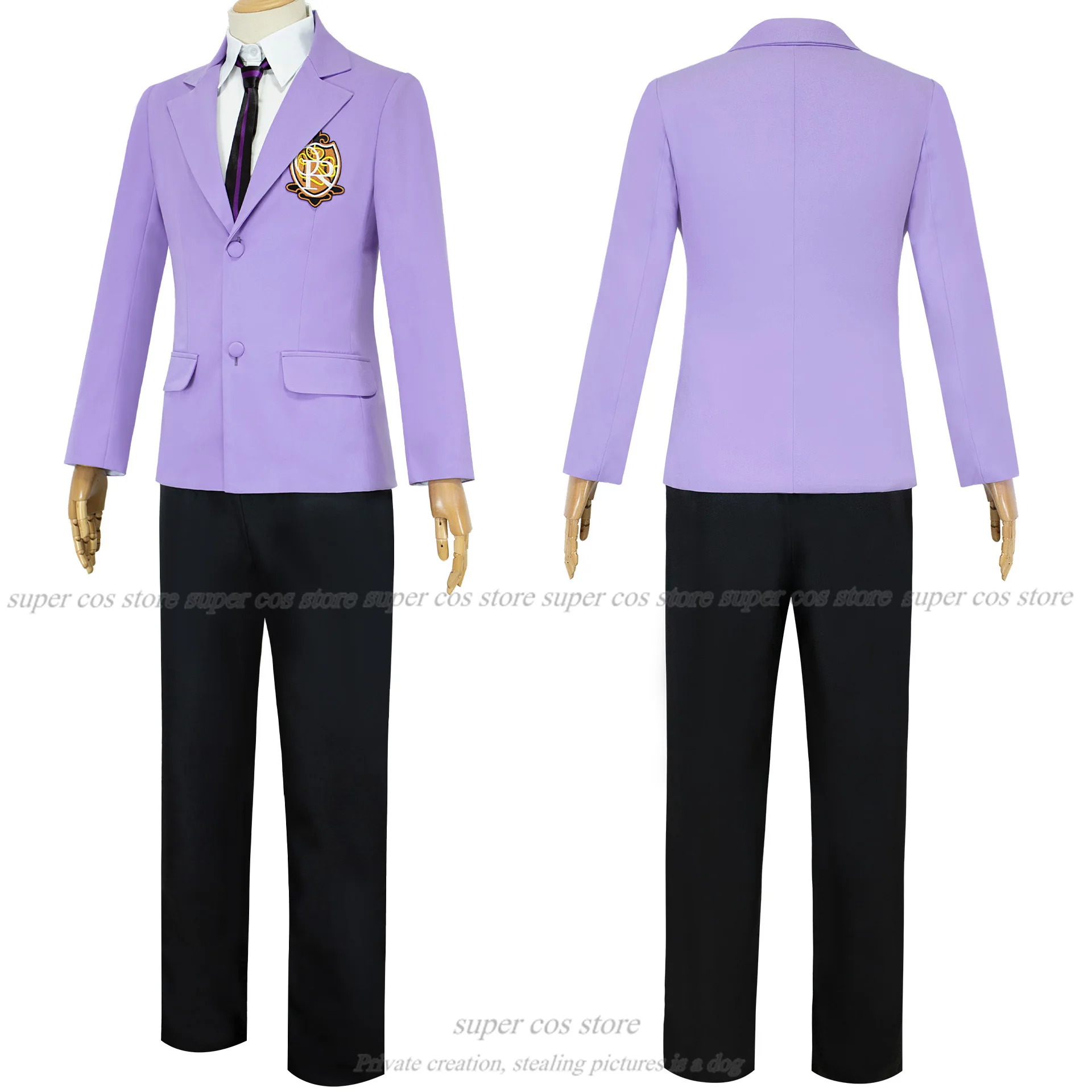 Uniforme de cosplay du club d'hôte du lycée Ouran, uniforme scolaire Haruhi Kyoya Hikaru Tokyo ashi pour fille, costume de cosplay, veste bleue + aught