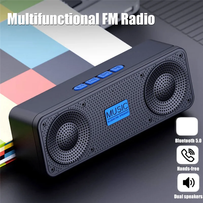 Portable FM Radio Wireless Bluetooth 5.0 TWS Speaker Mini MP3 Music Player Support TF Card U Disk USB Charging Radio-B NND