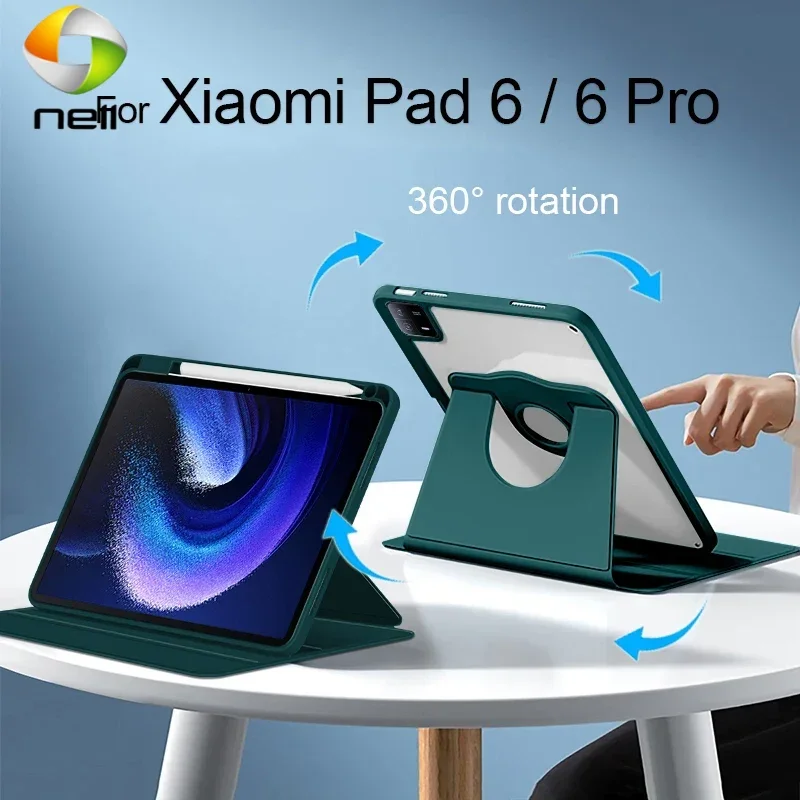 360 °   Caso de rotação para xiaomi pad 6 pro mipad 6 2023 suporte capa para mi pad 6 pro mipad6 11 "capa protetora com suporte de lápis