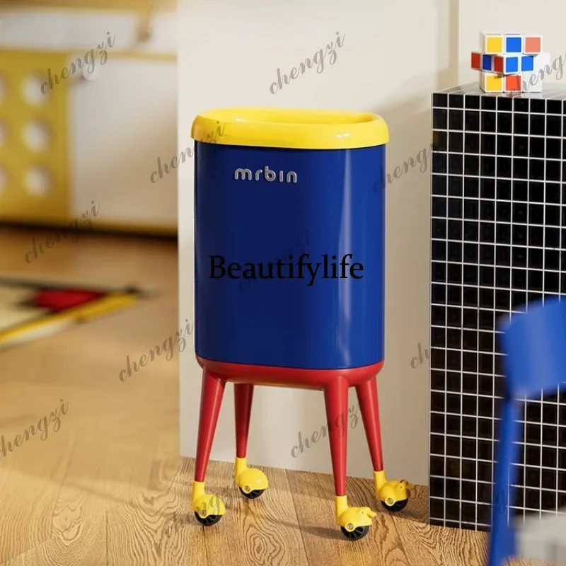 Uncovered dopamine with wheels removable high-footed kitchen trash can living room high-value, no bending