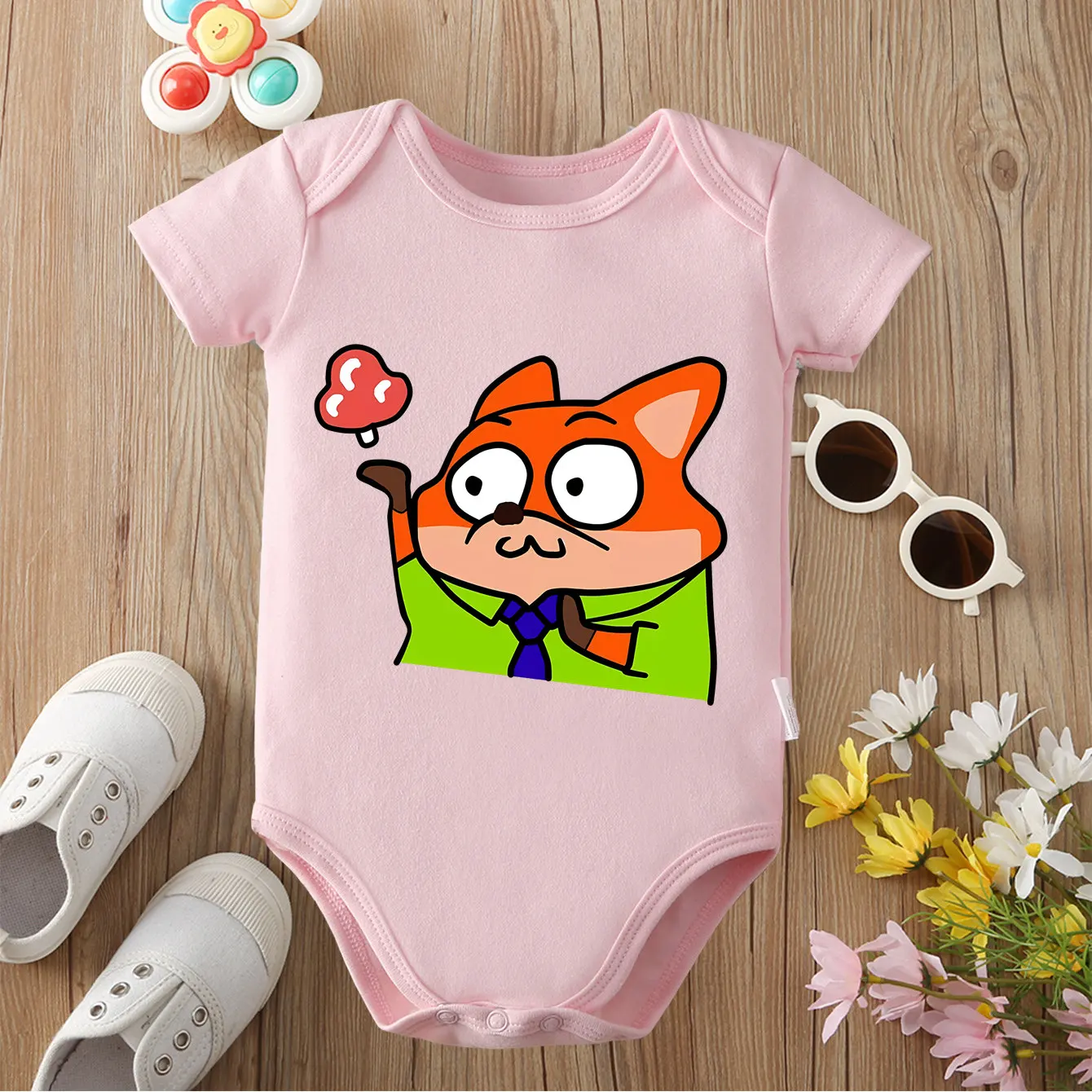 

Чистый хлопок Nick Wilde Zootopia, изысканная ткань с принтом, удобный комбинезон-боди для ребенка, комбинезон для новорожденных от 0 до 12 месяцев