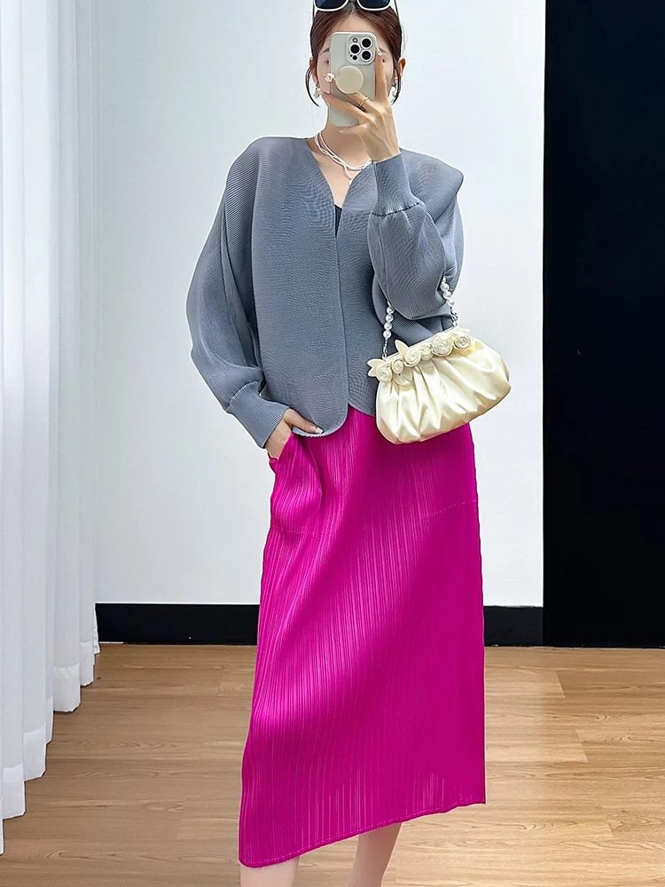 Elegant Batwing Sleeve Short Jacket Top Women's Anti-Aging Fashionable Summer Outfit Half Skirt Polyester Fiber Regular Sleeve