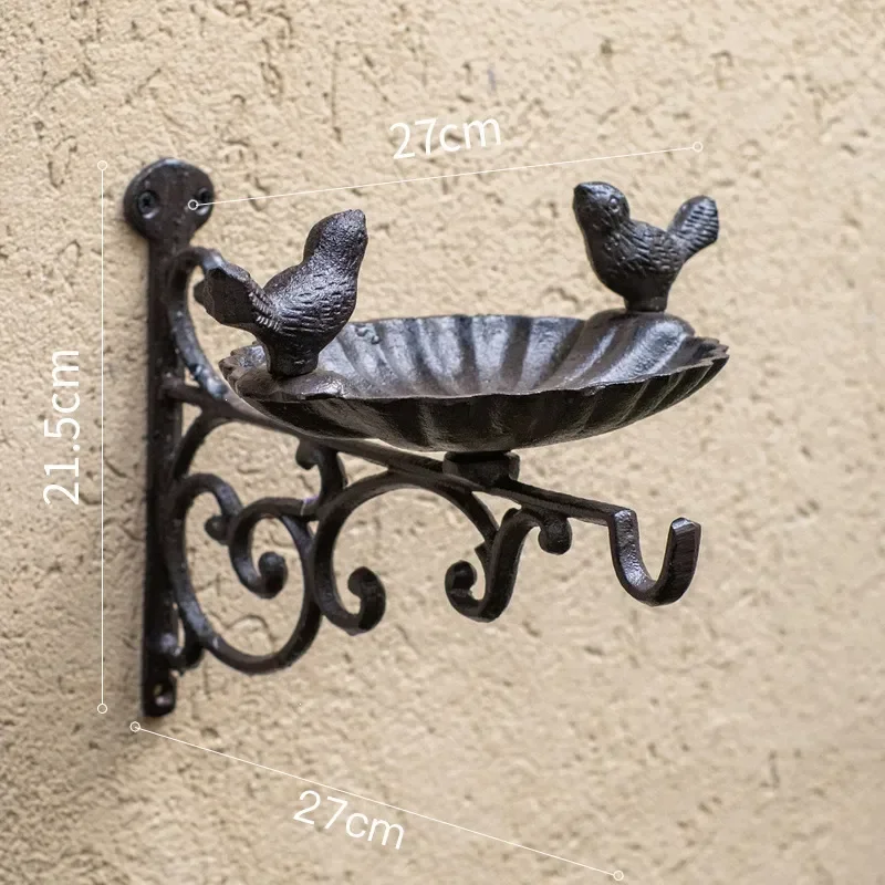 Vintage Cast Iron Bird European Classical Nostalgic Style Home Garden Decoration Bird Food Basin Decoration Wall Hanging