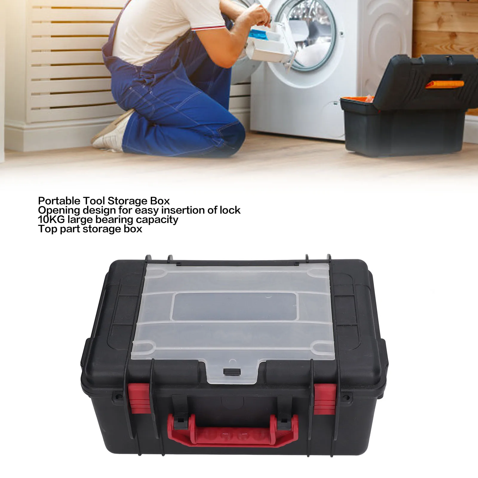 صندوق أدوات الأجهزة متعدد الوظائف باللون الأسود صندوق تخزين بلاستيكي محمول لتنظيم الأجزاء صندوق أدوات الأجهزة صندوق أدوات بلاستيكي