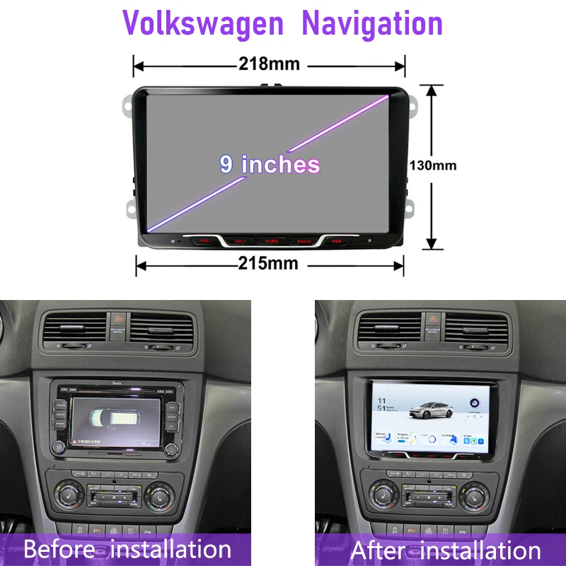 9 นิ้ว 4GB+64GB สำหรับรถยนต์ VW SKODA Yeti ปี 2009-2015 เครื่องเสียงติดรถยนต์ รองรับ CarPlay แผนที่ Google ระบบนำทาง GPS Android Auto สเตอริโอ ควบคุมพวงมาลัย