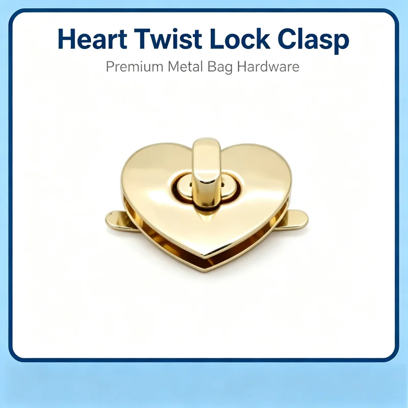 Heart Shaped Twist Lock Clasp, Purse Turn Lock Bag Snap Button, Handbag Hardware Closure for Bag Making Repair