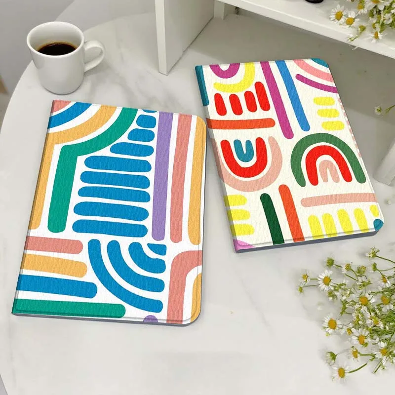 

Geometric Colored Line Pattern For Huawei MediaPad MatePad M5 M6 11 12 X SE T10 T10s 2 C5e T5 Pro Lite Air 11.5 Inch Tablet Case