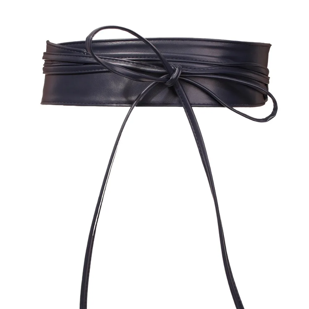 

Универсальный широкий пояс для женщин из искусственной кожи, регулируемый ремень Оби с бантом, облегающие женские ремни для свитера, пальто, куртки