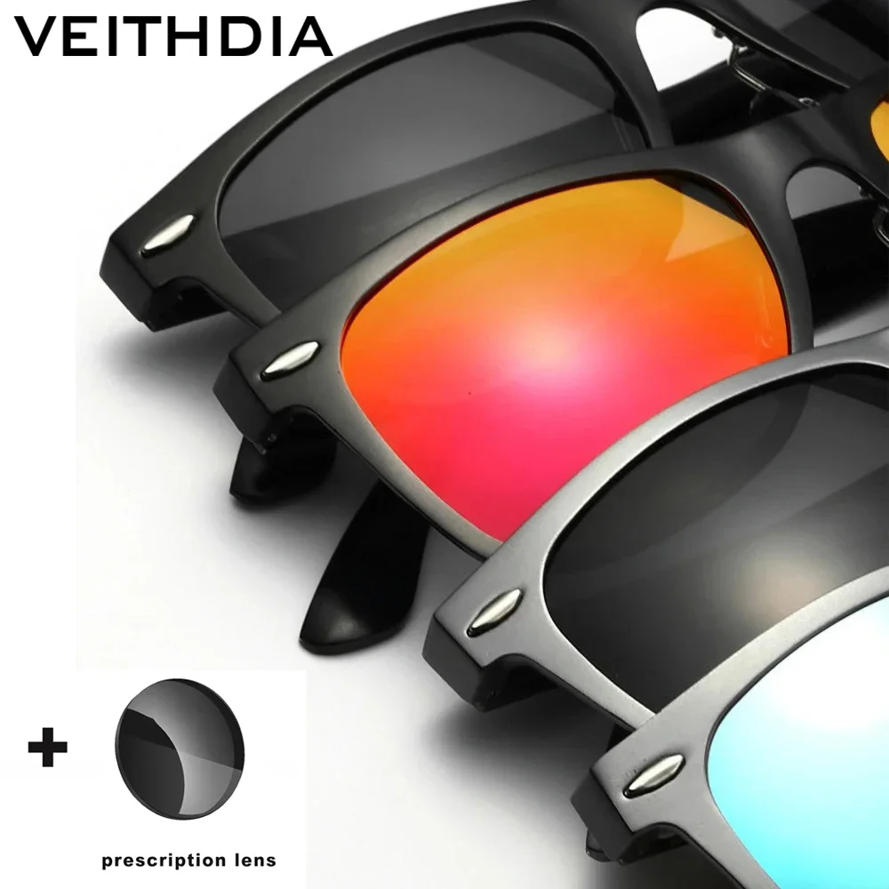 VEITHDIA New Arrival Customize Prescription Sunglasses Outdoor Glasses Polarized UV400 Mirror Lens Myopia Unisex Eyewear P0214