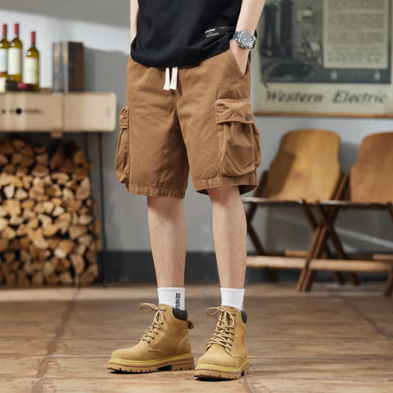 Summer new American vintage cargo shorts Men's fashion brand outdoor casual pants trend loose all-match shorts