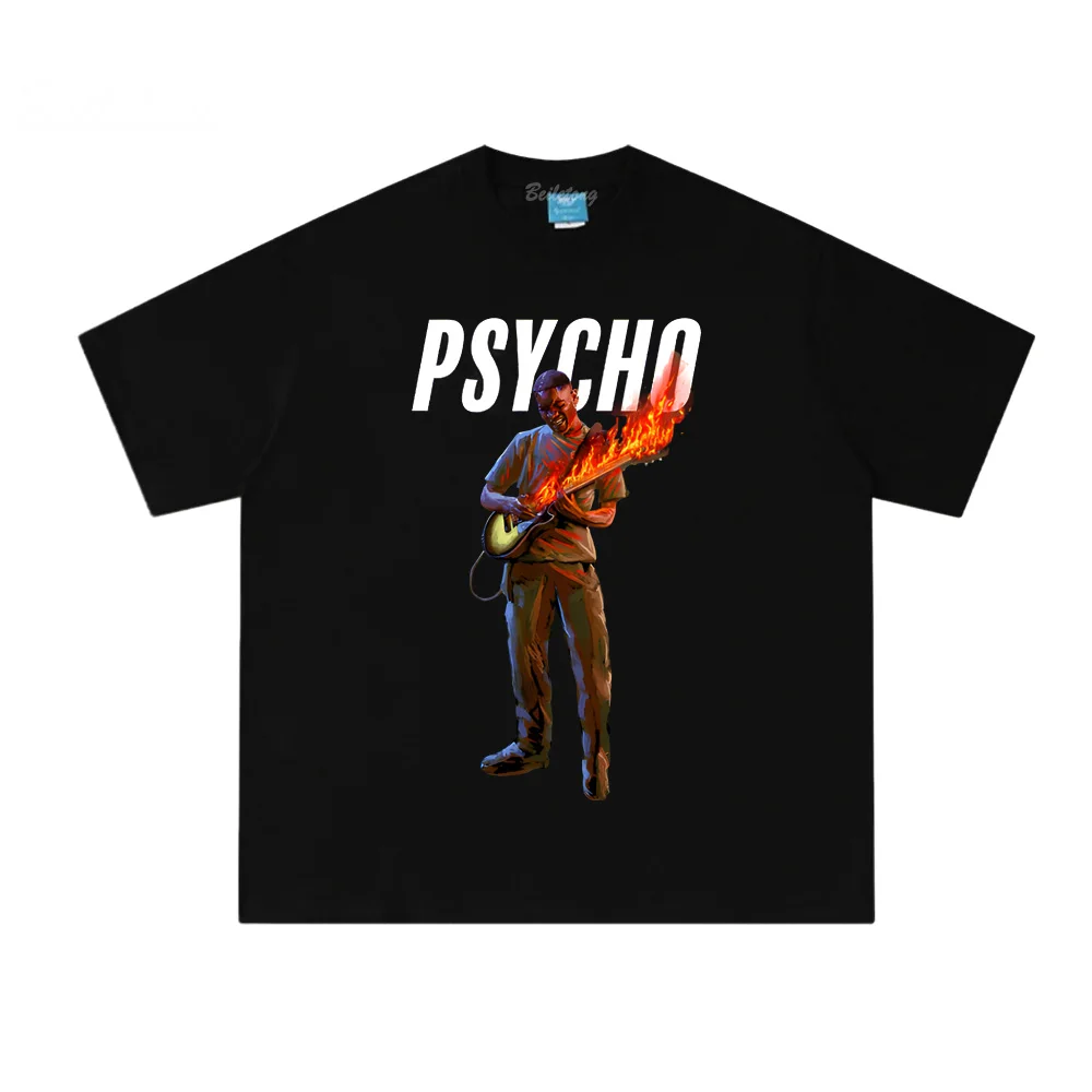 

Футболка Psycho In The Fire 2026 New Dave Casual с графическим принтом, летняя, 100% хлопок, круглый вырез, в стиле Харадзюку