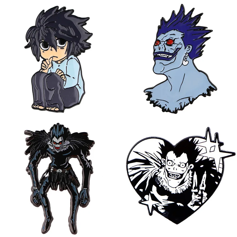 Anime Death Note Yagami Light L Lawliet Ryuk Cosplay Metal Forger Pin Badge Brooch Alloy Props Gifts