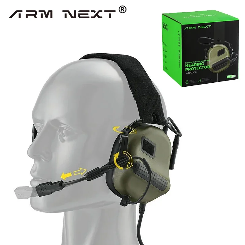 ARM NEXT Electronic Tactical Headphones + PTT Adapter Shooting Protection Noise Canceling Headphones Tactical Protection