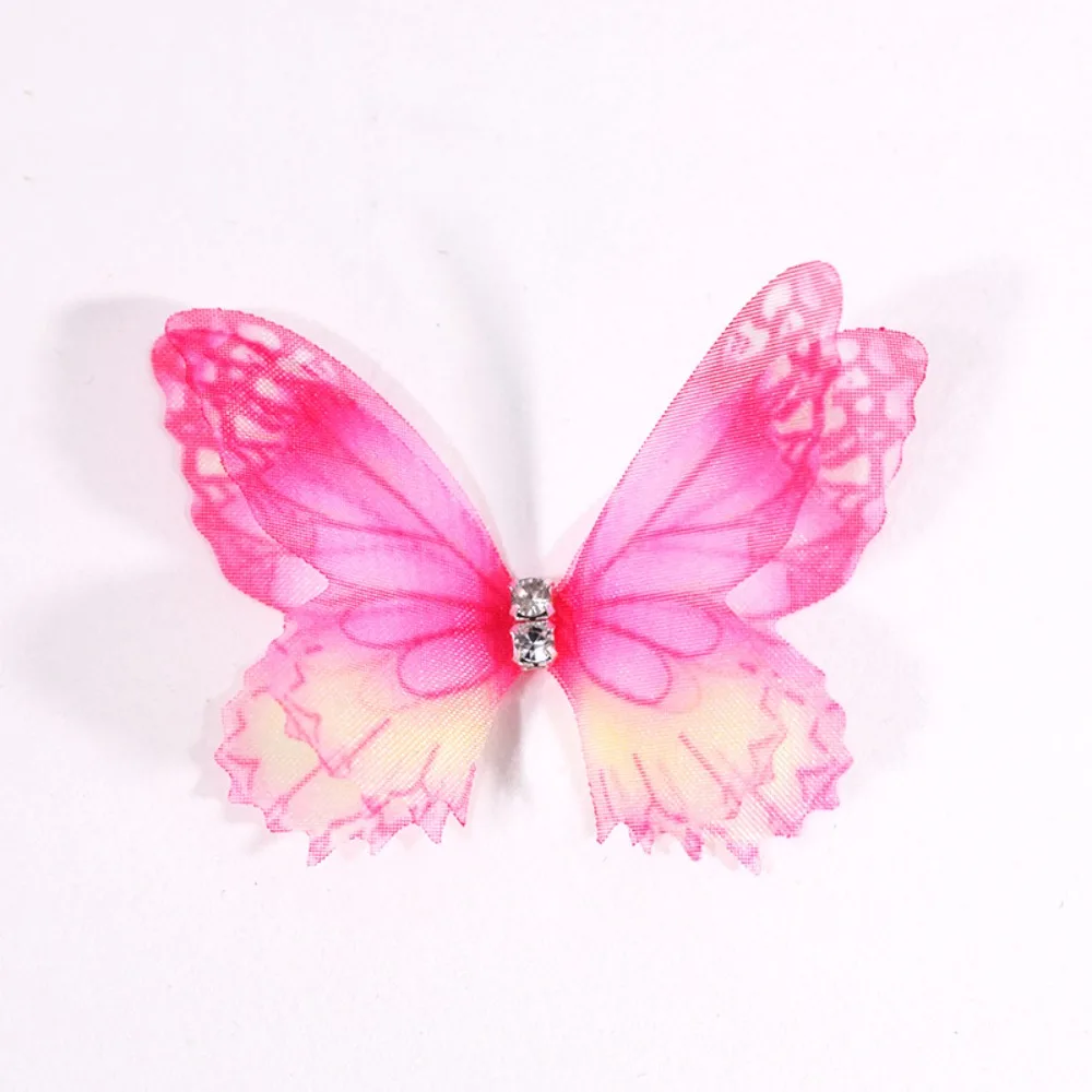 

50Pcs 3D Organza Fabric Appliques Double-layer Gradient Color Chiffon Embroidered Patches Translucent Clothes Sewing Patch