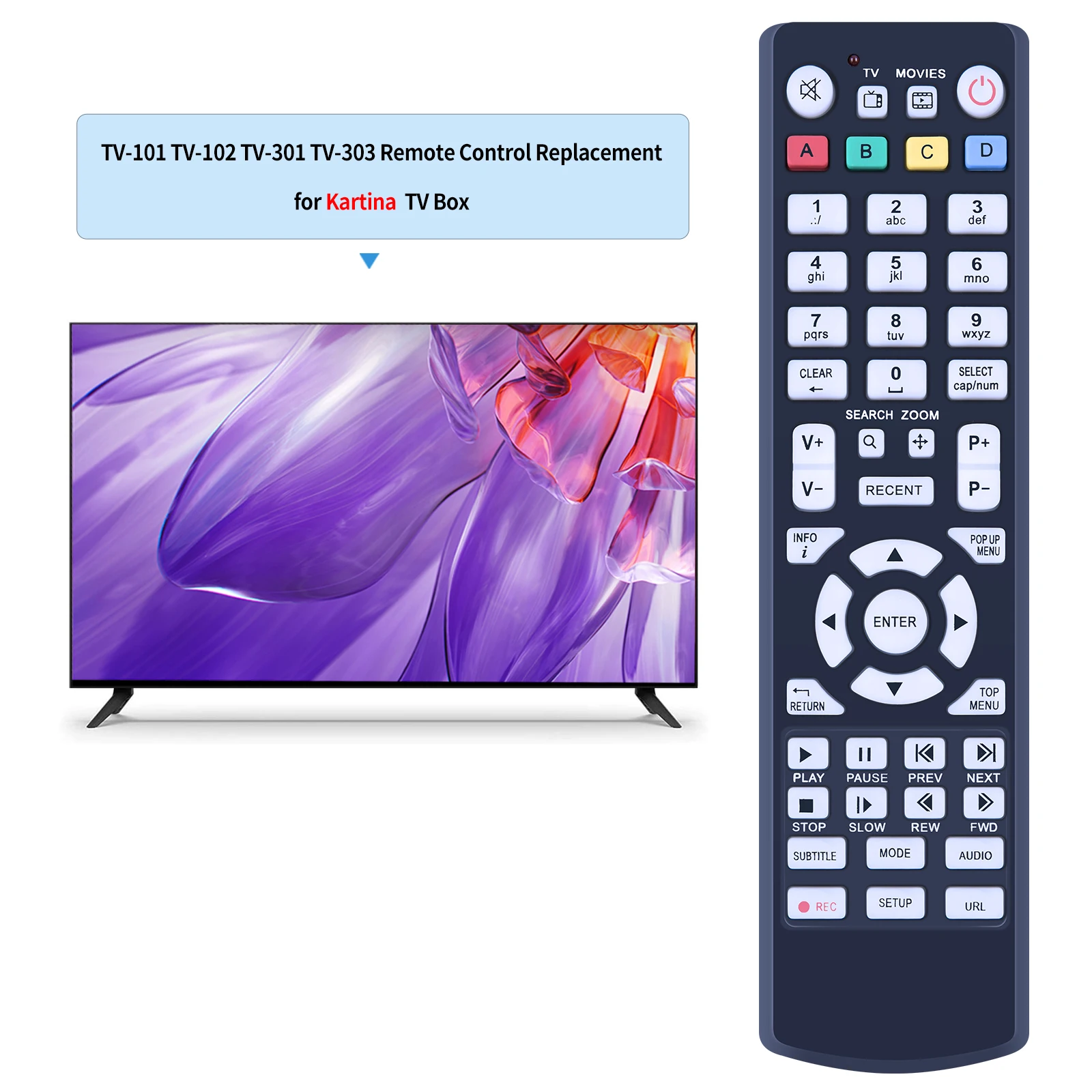 جهاز التحكم عن بعد لـ KARTINA TV Box Micro HD Relax Dune HD 53D TV-101 TV-102 TV-301 TV-303