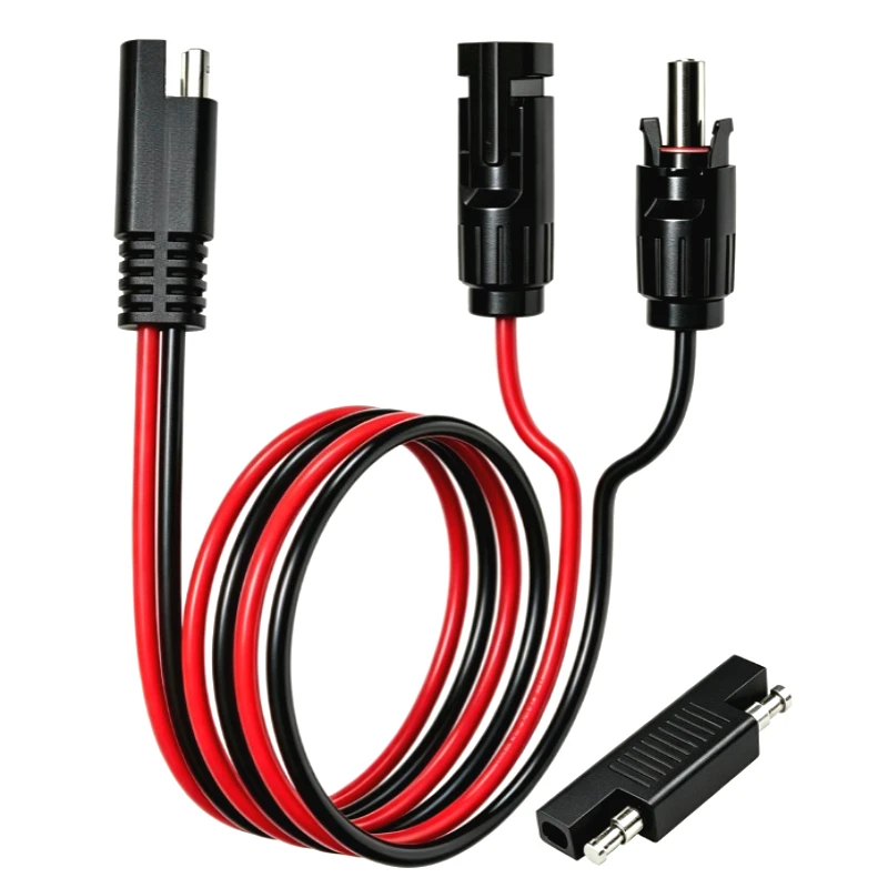 12AWG SAE to Male & Female Solar Connector PV Extension Cable Heavy Duty DC Power Wire for RV Solar Panel