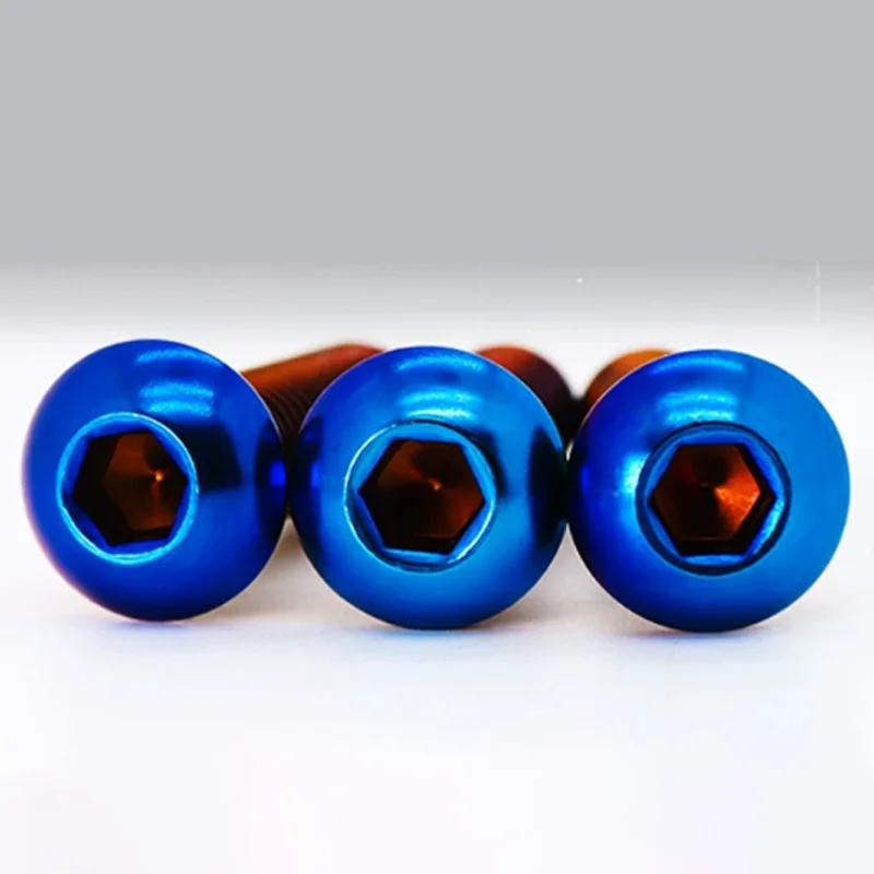 2/4/10pcs M4 M5 M6 M8 Button Head Allen Bolt 304 A2 Stainless Steel Burn Blue Plated Hex Socket ScrewFor Bike Motorcycle