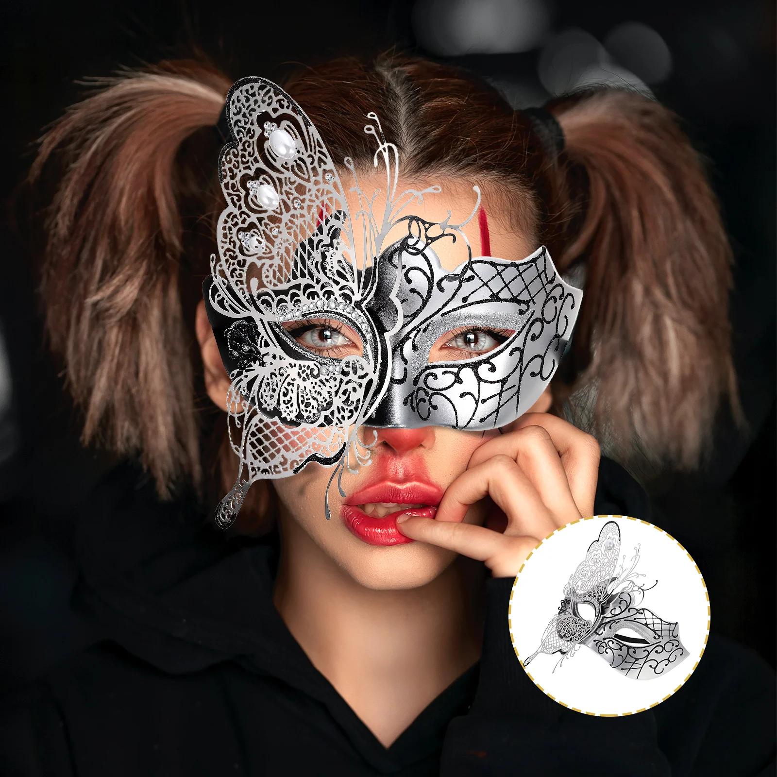 

Rhinestone Butterfly Masquerade Ball Half Face For Women Halloween Party Cosplay Costume Decorative Masquerade Festival Adult