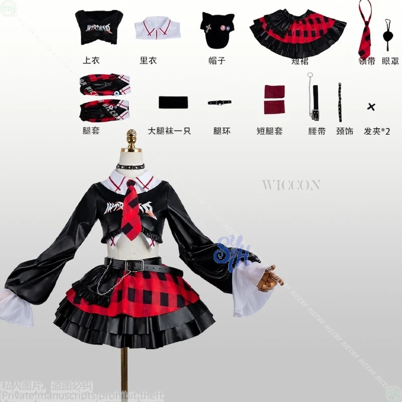 أنيمي Asuuka اليابانية Jirai Kei الفتيات تأثيري روك الشرير زي Y2K موضة أسود أحمر كعكة فستان تحقق تنورة لوليتا هالوين