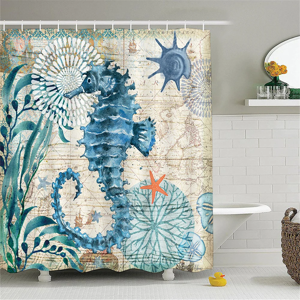 

Deep Sea Octopus Bathroom Curtain Egyptian Woman Leaf Shower Curtain Bathroom Polyester Waterproof Fabric Trim with Hooks