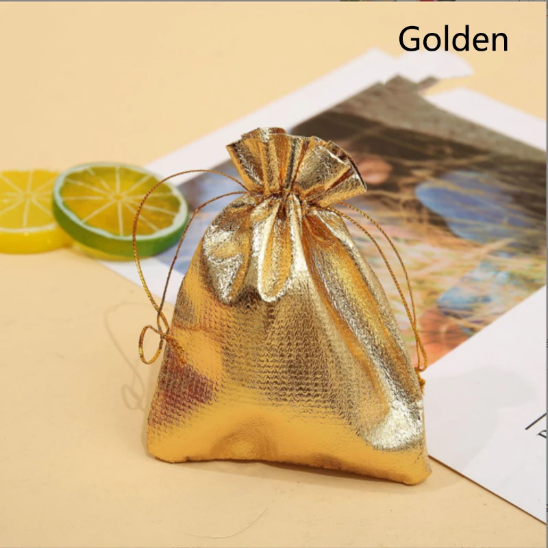 

50Pcs Batch of Gold and Silver Drawstring Bags Adjustable Jewelry Packaging Drawstring Bags Wedding Gift Bags