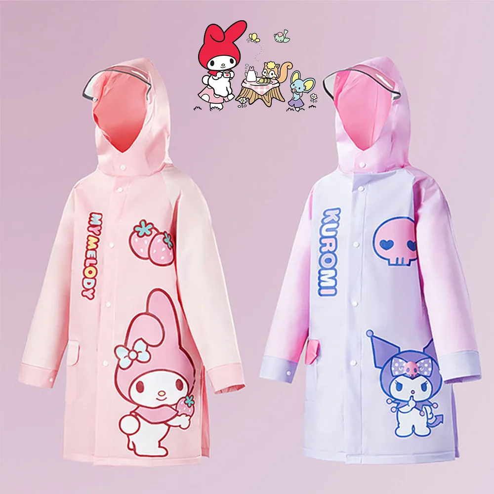 

Детские дождевики в стиле аниме Cinnamoroll Kuormi Melody дождевик с капюшоном водонепроницаемый милый удобный школьный дождевик с большими полями