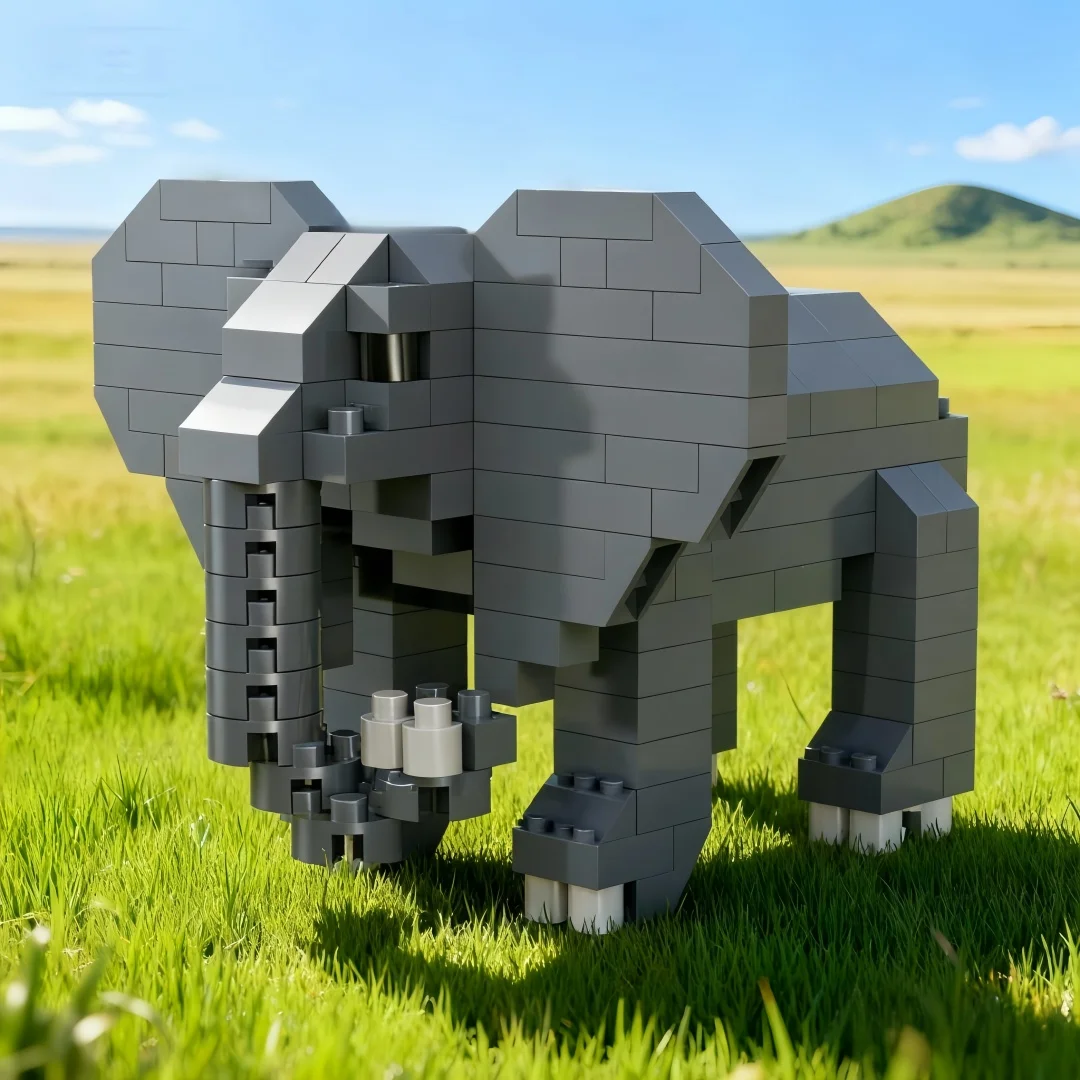 KNEW بنيت ثلاثية الأبعاد نماذج للحيوانات الفيل ، فرس النهر ، الأسد ، ليوبارد مايكرو ألعاب مكعبات البناء الصغيرة-إنشاء حديقة الحيوان ، مجموعة ألغاز ، هدايا عيد الميلاد #1