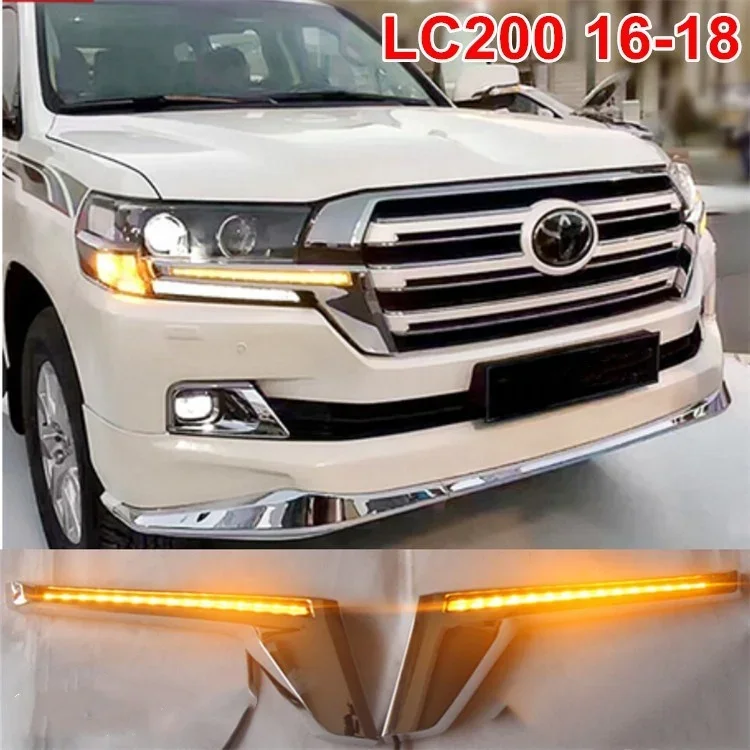 Headlight + Led Yellow Turn Signal Lights with Strip Streamer for Land Cruiser Lc200 Urj200 Grj200 4000 4600 5700 2016-2018