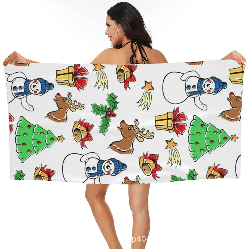 Christmas Beach Towel Bath Towel Wholesale Microfiber to Figure Digital Printing Portable Quick-drying Absorbent