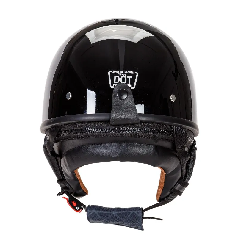 Professional Half face helmet DOT approved with visor and leather neck cover univere moto helmet