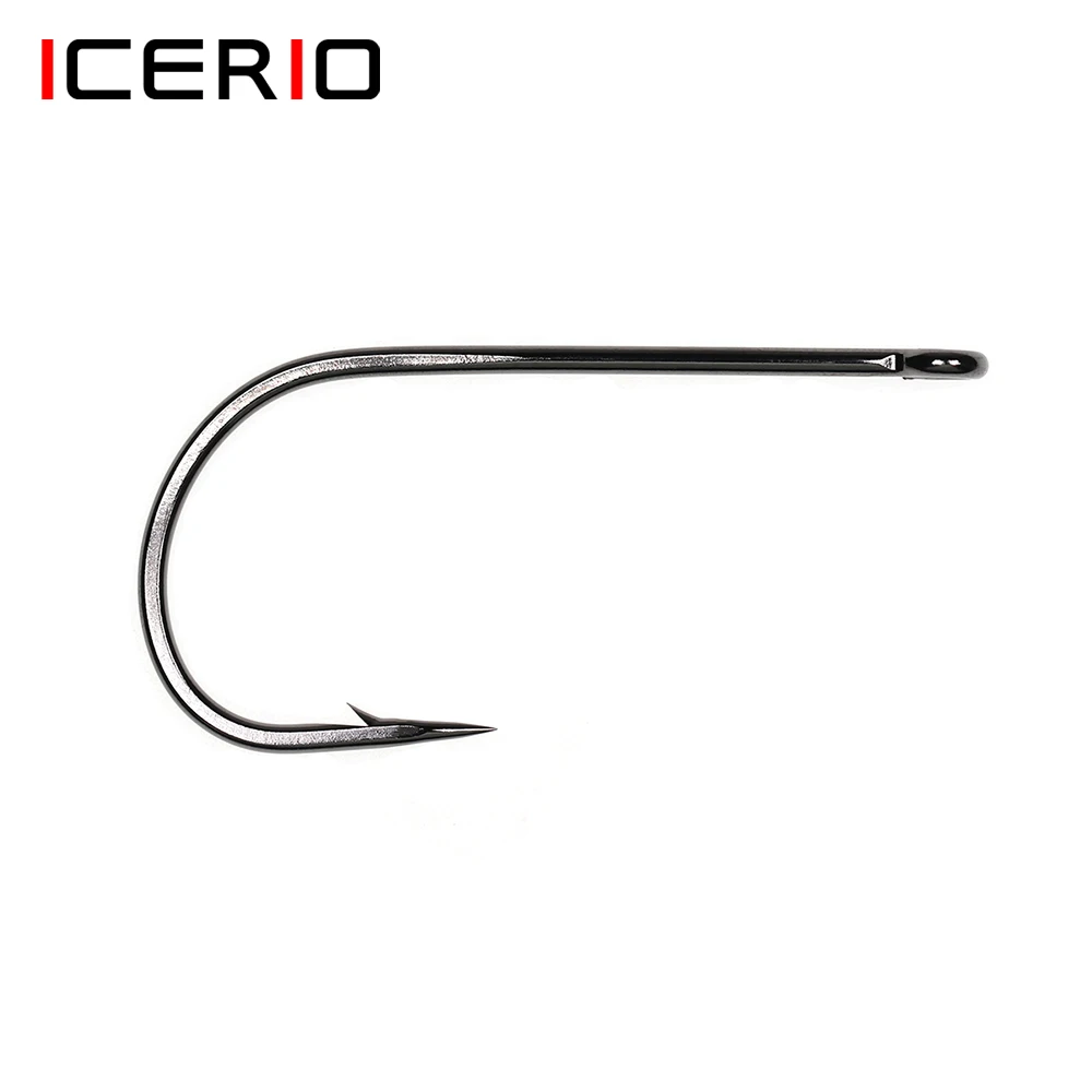 ICERIO 30PCS Black-nickel Finish Barbed Big Game Carnivore (BGC) Streamers Fly Tying Hook 2X Strength 2X Wide Gap Forged