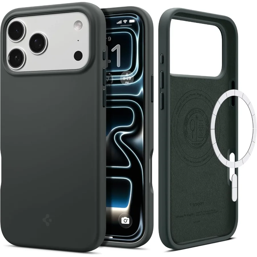 

Для iPhone 17 Pro Max Силиконовый чехол MagFit [Совместим с MagSafe] — Abyss Green: Защитный чехол премиум-класса с MagSafe
