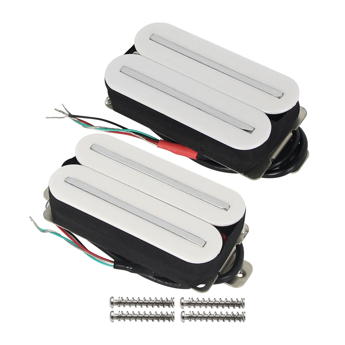 FLEOR Set of Neck Bridge Pickups High Output Hot Dual Rail Humbucker Pickup Ceramic,Black/White for Choose