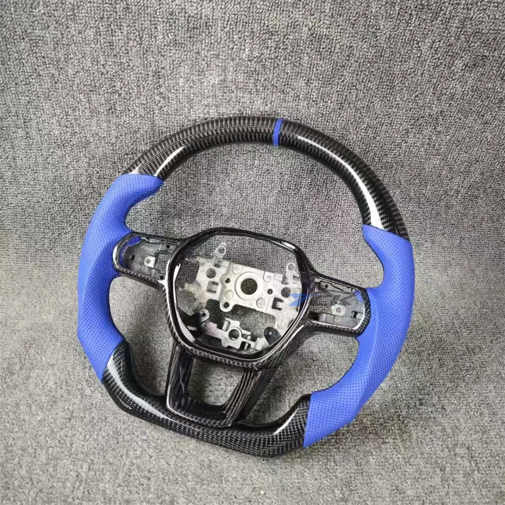

For Honda Civic 2022 2023 2024 2025 Customized Carbon Fiber Blue Leather Blue Center Strip Steering Wheel