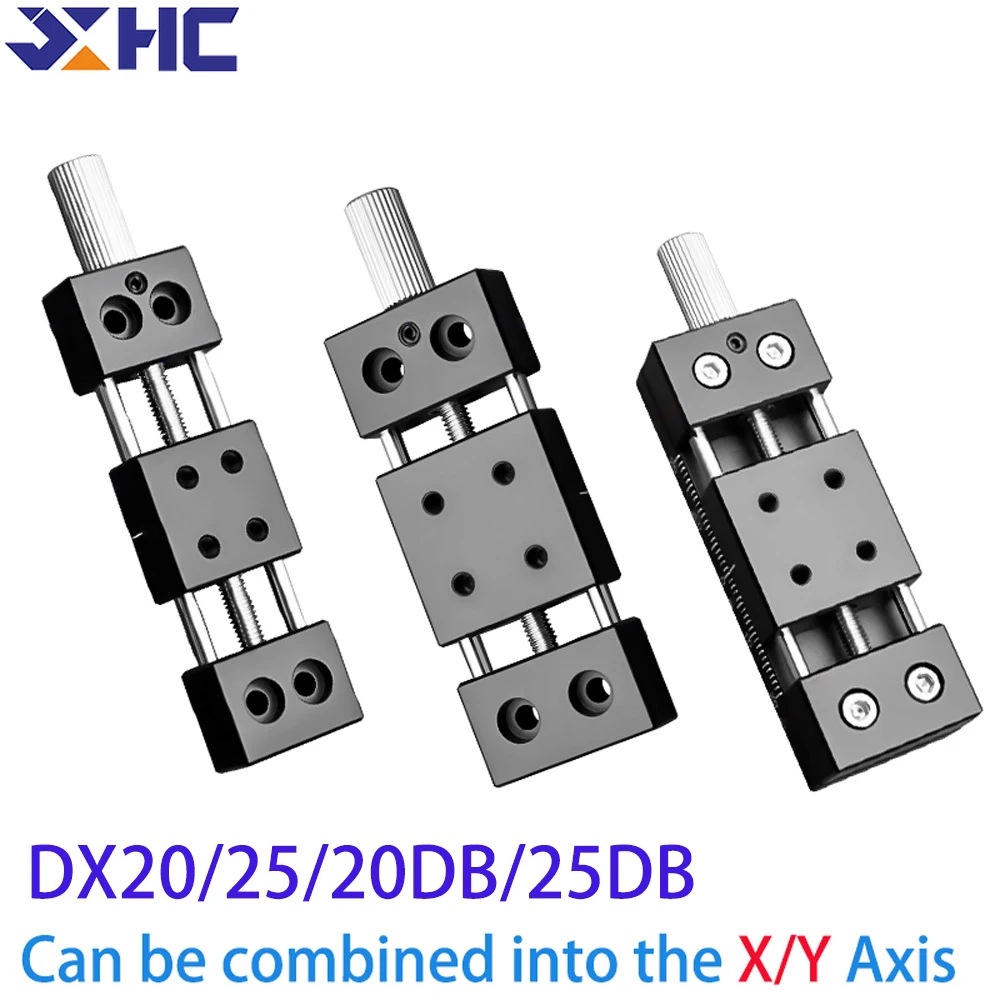 

X/XY Axis DX-20/25/20DB/25DB Micro Displacement Stage Manual Slide Table Feed Screw Guide Rail Slide Surface Platform 20 * 20mm
