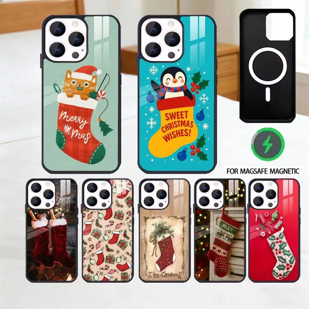 

C-Christmas S-Stocking Phone Case For iPhone 17,16,15,14,13,12,Plus,Pro,Max For Magsafe Magnetic Wireless Charge