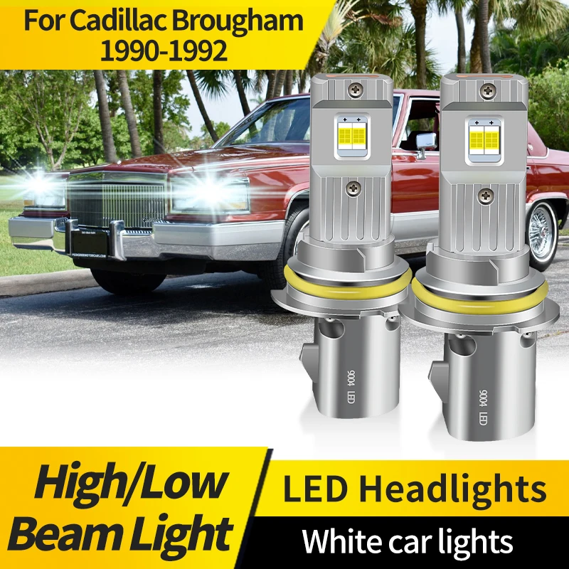 

2PCS LED Car Headlamp For Cadillac Brougham 1990-1992 9004 HB1 Hi/Lo Beam 30000LM Super Bright 6000K White Headlight assembly