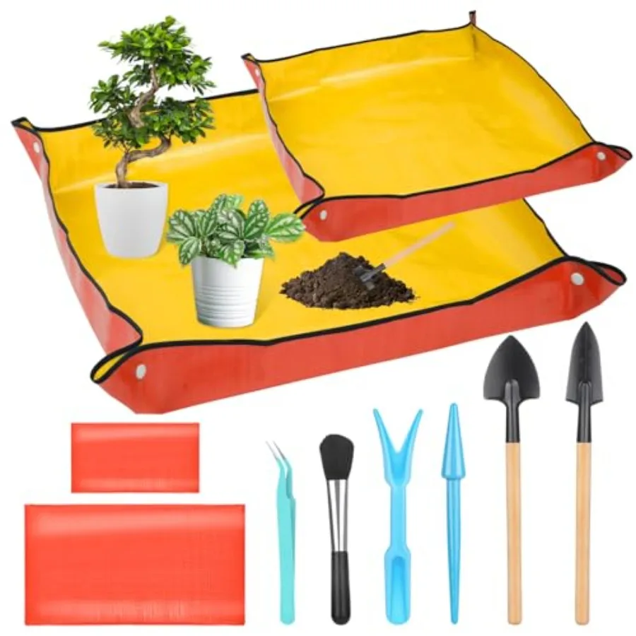 

2Pcs Repotting Mat for Plant Transplanting 39'' Gardening Mat and 26'' Orange Potting Mat for Indoor Thicker Potting Tray with