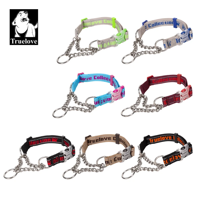 Truelove Dog Collar P-Chain Outdoor Nylon High Quality Stainless Steel Chain Adjustable Reflective for Large Dog TrainingTLC5372