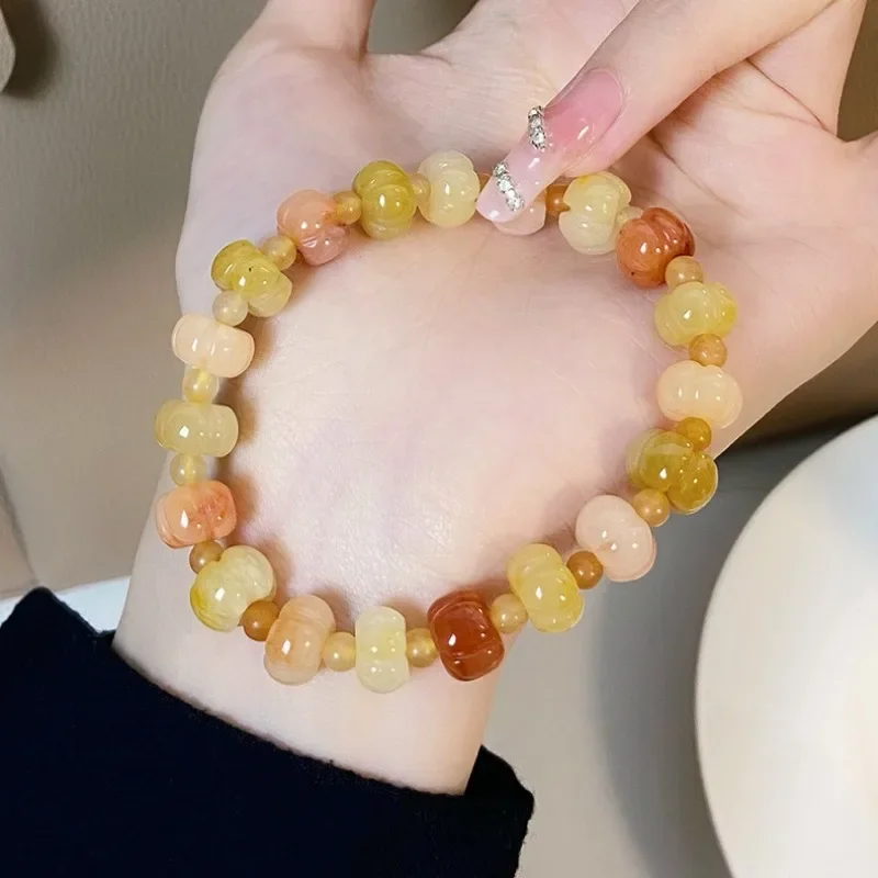 New Chinese Style Naturally Colorful Pumpkin Bracelet Sweet Refreshing Charm Jewellery Fashion Fairy Handmade Exquisite Gift