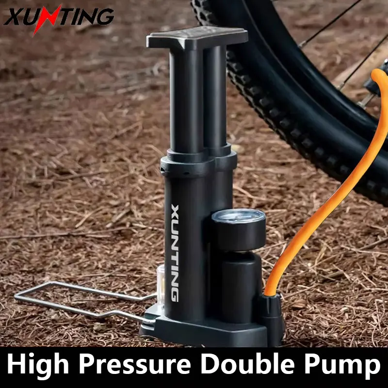 

Xunting Bike Foot Pump Air With Pressure Gauge High Pressure Pump Mountain Bike Motorbike Portable Basketball Inflatable Pump