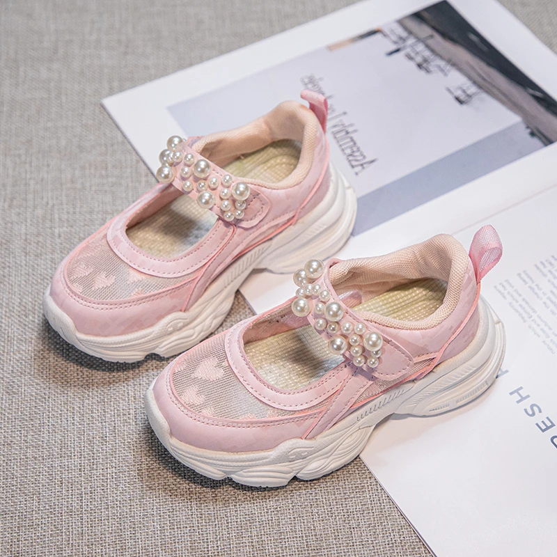 New 2025 Summer Girls Sports Sandals Fashion Shiny Children Causal Shoes Summer Mesh Breathable Versatile School Kids Sandal