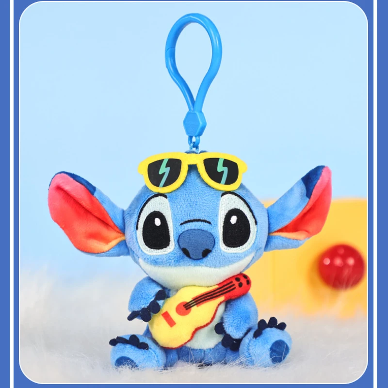 

----HOT Disney Toy Story 12cm Stitch Kawaii Plush Toys Guitar Cartoon Stuffed Anime Bag Keychain Pendant Car Keyring Christmas