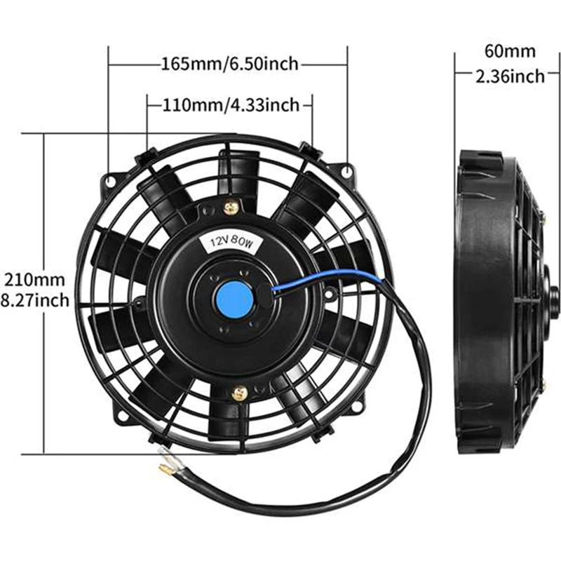 Elektrische Radiator Inademen Fan 12 Inch Universele Slim Push Pull 12 V 80 W Koeling Motor Fan Met Montage Kit