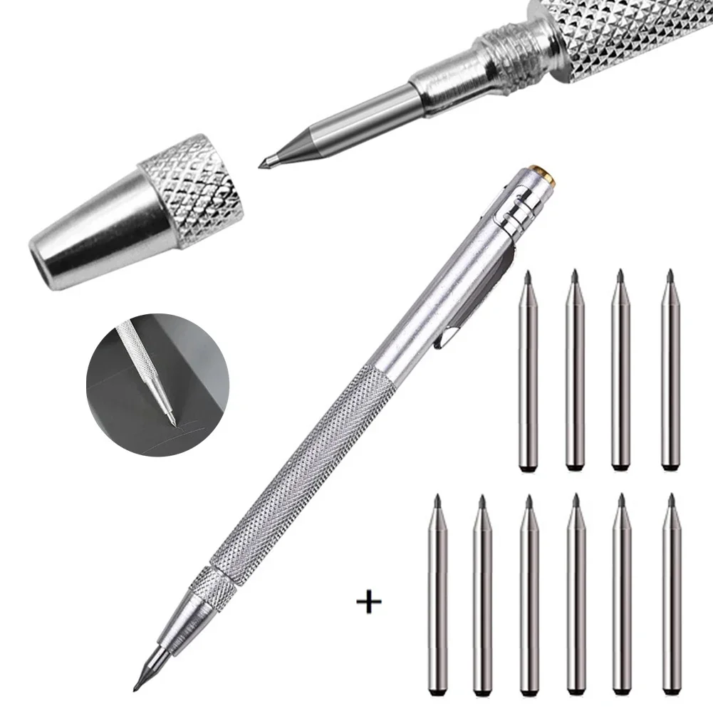 11 Stuks Wolfraamcarbide Tip Krabber Graveren Markering Tip Krabber Pen Vervanging Voor Glas Keramiek Krabgereedschap Handgereedschap