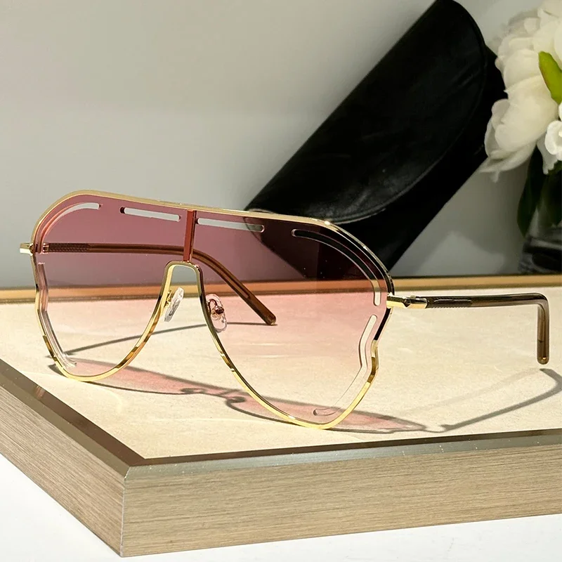 Übergroße einteilige Piloten-Punk-Sonnenbrille für Damen, großer Rahmen, 2025, Luxusmarke, hohle Sonnenbrille für Damen, Schildbrillen