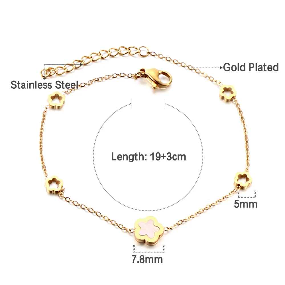 Trendy  Stainless Steel Bracelets for Women Hollow Out Peach blossom Hand Chain Accessories Female Jewelry Gift